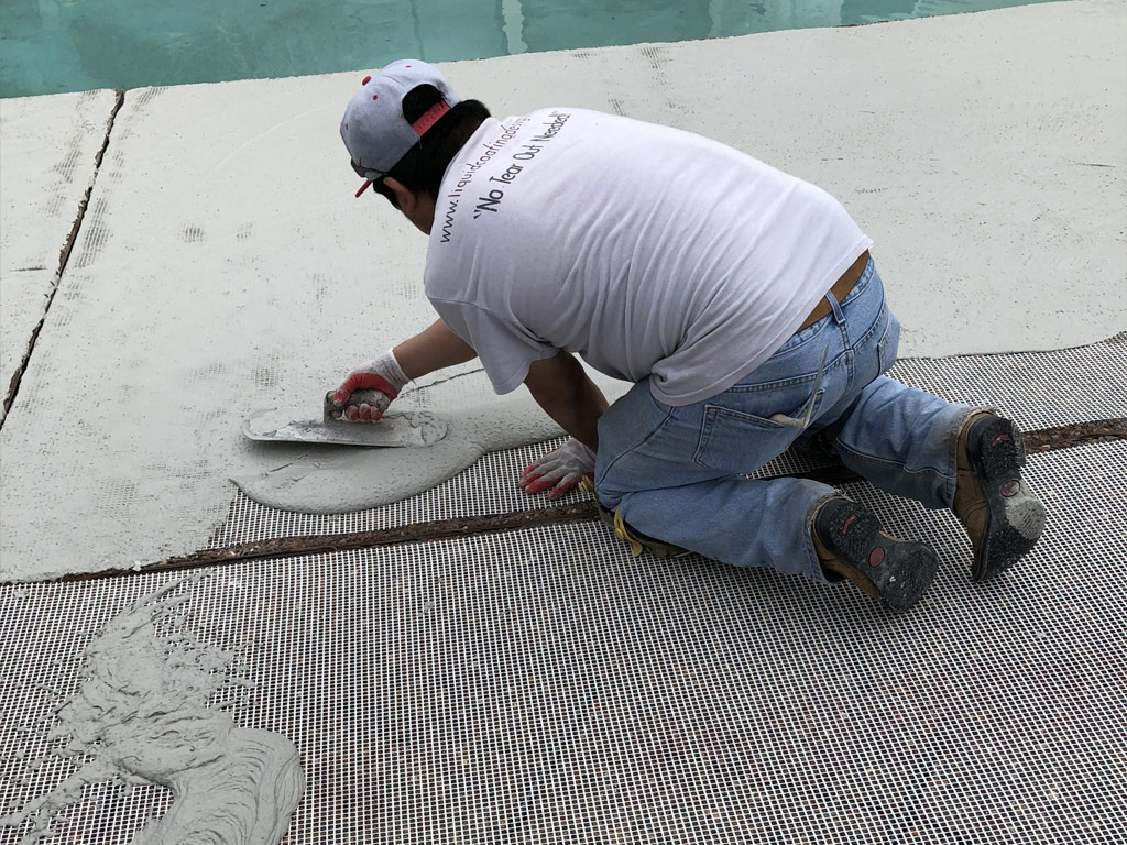 Applying liquid stone